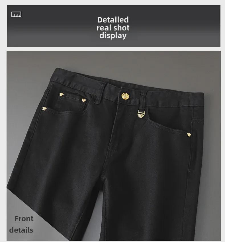 Men's Slim Straight Stretch Jeans with Gold Embroidery - Spring/Autumn Collection