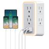 Multi Plug  Surge Protector, 6-Outlet Extender With 2 USB Charging Ports, USB-C And Night Light, 3-Sided Power Strip With Adapter Spaced Outlets