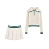 TAOP&ZA Women's Turn-Down Collar Pullover & Pleated Mini Skirt Set