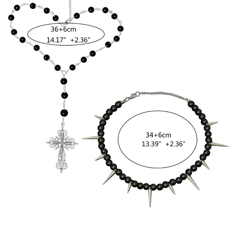 Gothic Black Pearl Cross Jesus Pendant Choker Prayer Beads Rosary Necklace for Women Punk Vintage Chain 2026 Neck Jewelry New