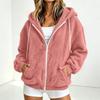 Women's Color Hooded Zip-Up Jacket with, Loose Fit Long Sleeve Casual Warm Coat