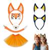 Foxes Cosplay Set Plush Foxes Tail False Nose Skirt Cats Ears Headband Halloween Foxes Fancy Dress Costume Set for Party
