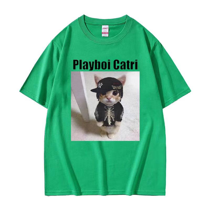 Playboi Carti Cute Cat Meme Funny Narcissist Opium Tshirt for Men Women Hip Hop Fashion T Shirt Casual Cotton Oversized Tshirts