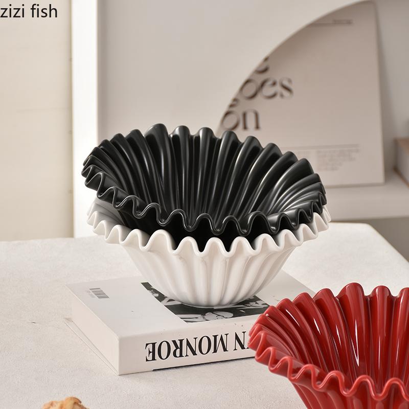 Irregular Ceramic Fruit Plate Desktop Storage Tray Snack Bowl Ornament Salad Bowl Soup Plate Dessert Plates Dried Fruit Platter