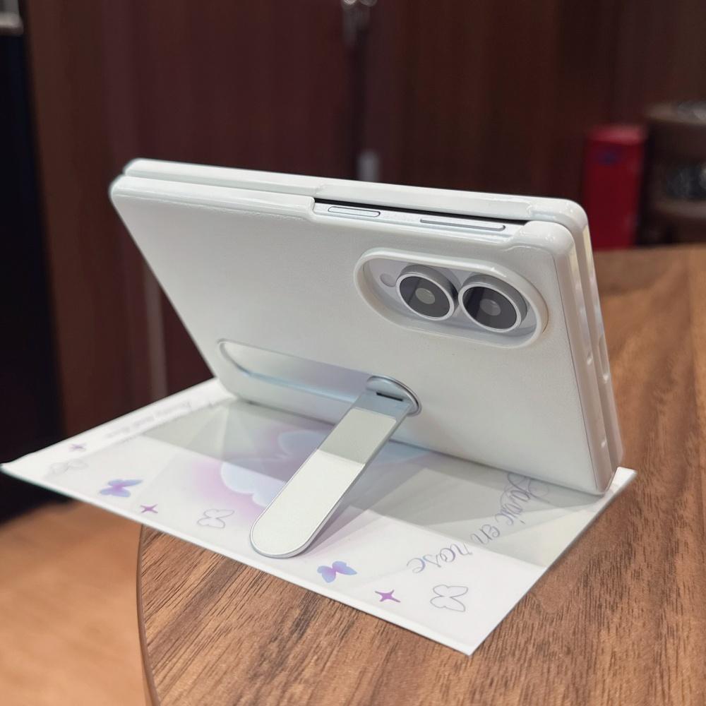 Matte Leather Fold Stand Holder Phone Case For Samsung Galaxy ZFold 8 Hinge Tempered Glass Screen Protector Shockproof Cover