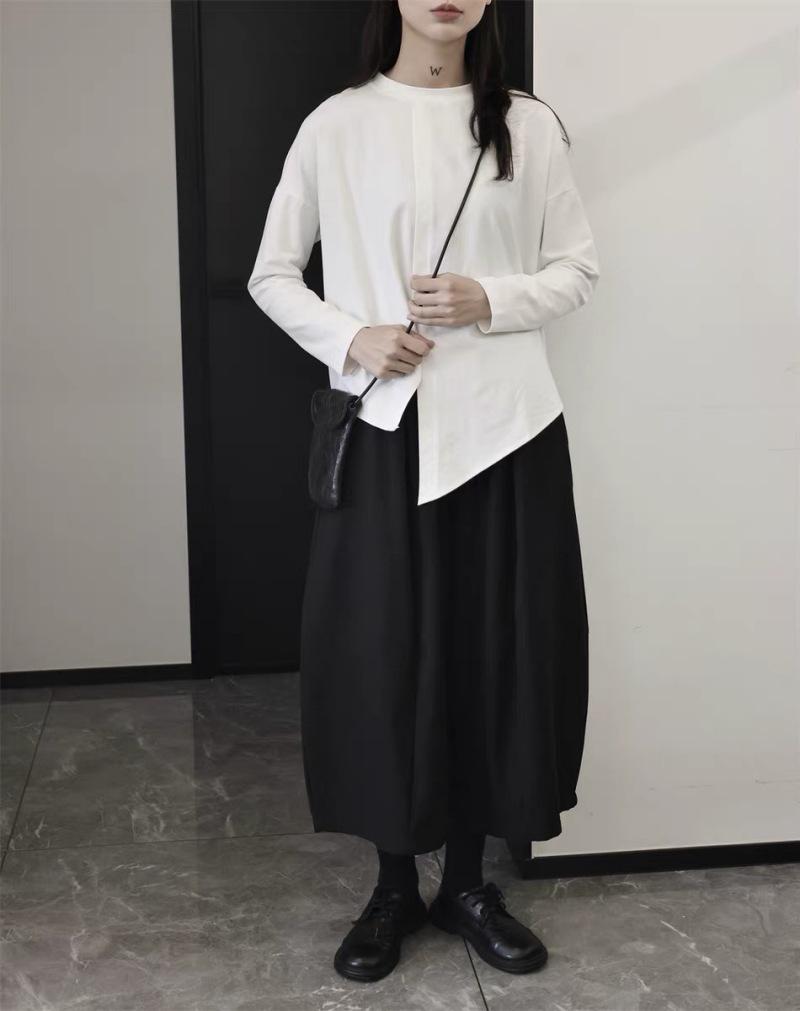 Women's Spring Casual Wide-Leg Harem Pants - Dark, Loose, Flesh-Covering, Eight-Point Design