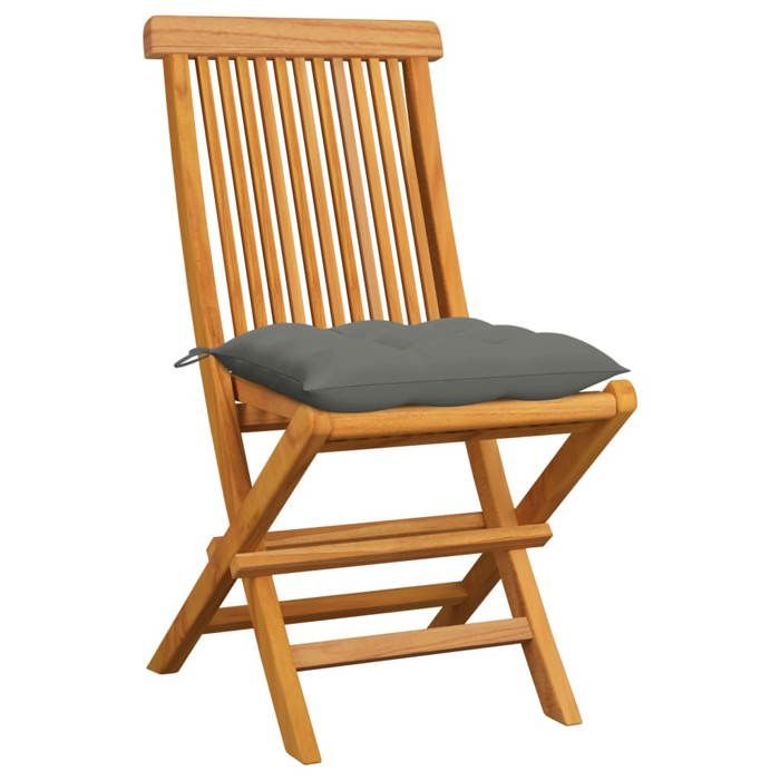 VidaXL Chaises de jardin avec coussins gris 6 pcs Bois de teck massif