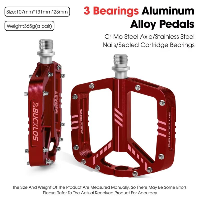 BUCKLOS Bicycle Pedal Sealed 3 Bearing Bike Pedals CNC Aluminum Alloy Anti-slip MTB Road Bike Wide Platform Pedal Cycling Parts