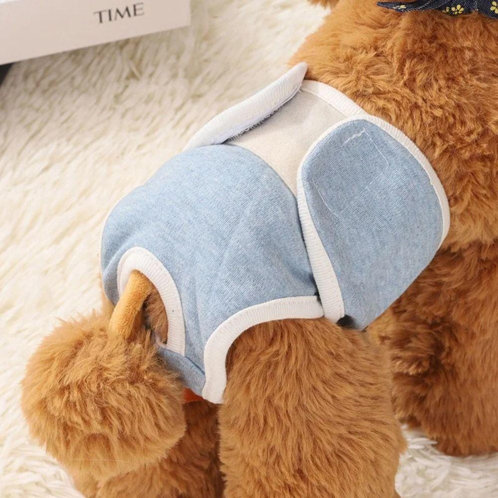 

Cotton Female Dogs Diaper Pants Reusable Pet Briefs Diapers Dog Cat S синій