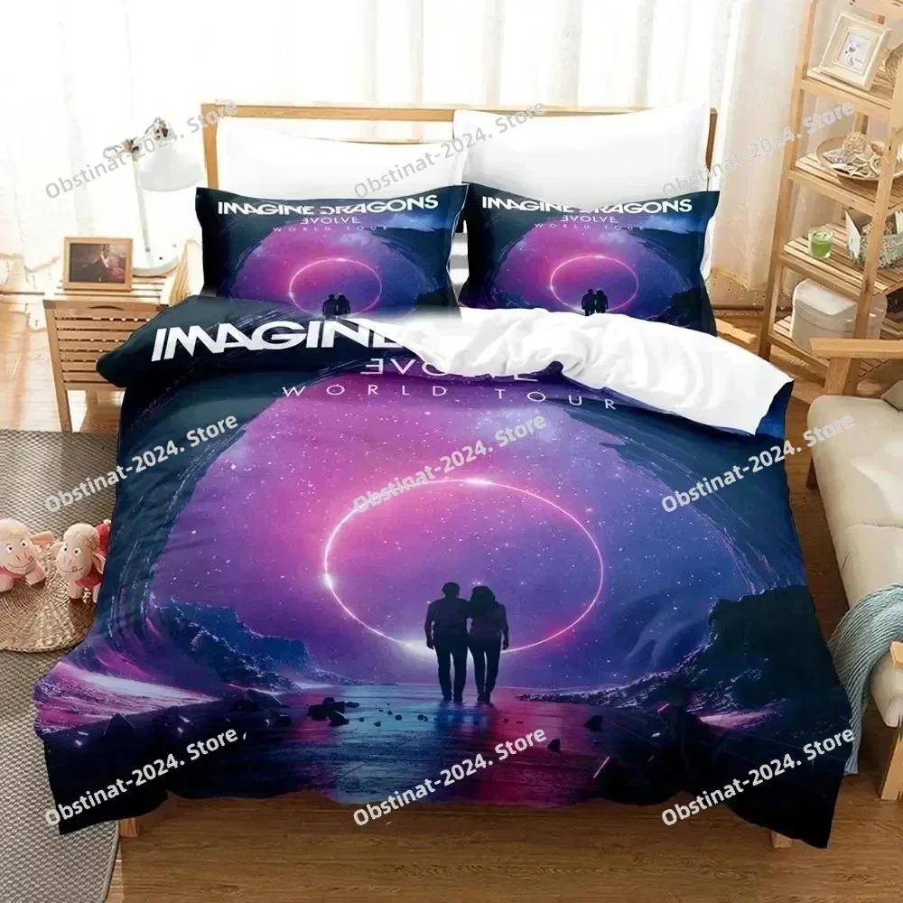 Zestaw pościeli 3D Imagine Dragons Album Cover Poszewka na kołdrę Zestaw pościeli Poszewka na poduszkę Pocieszyciel King Queen Size Chłopcy Dorośli