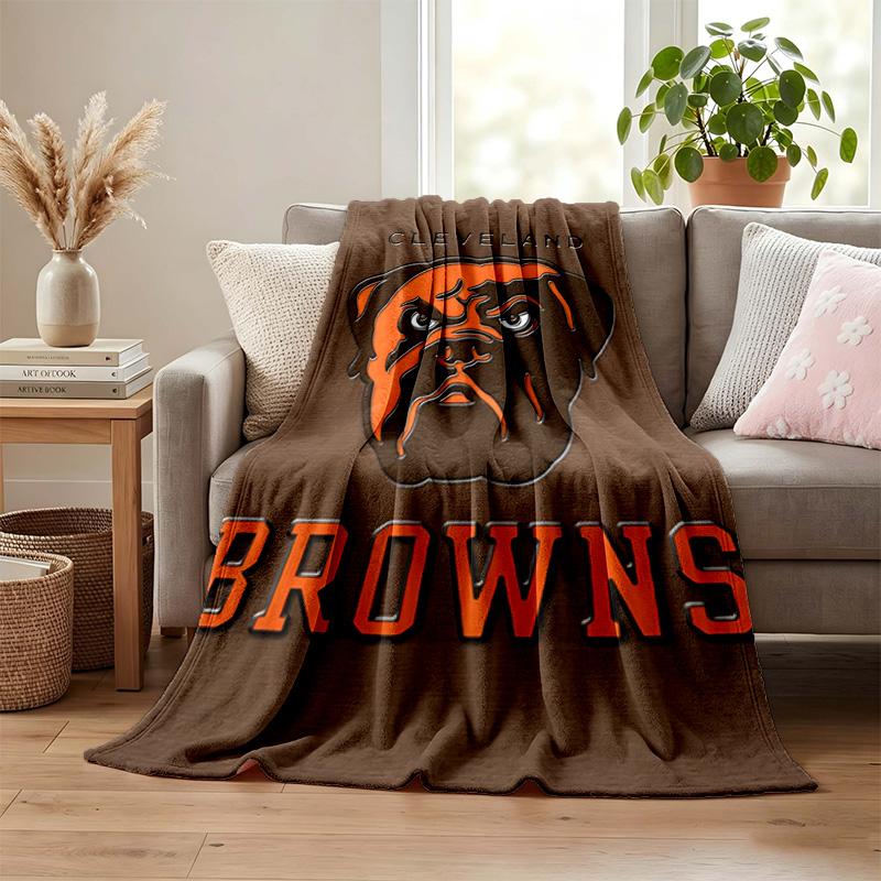 Cleveland Browns Blanket Flannel Blanket Soft Cozy Plush Throw for Sofa Bed Lightweight Home Decoration