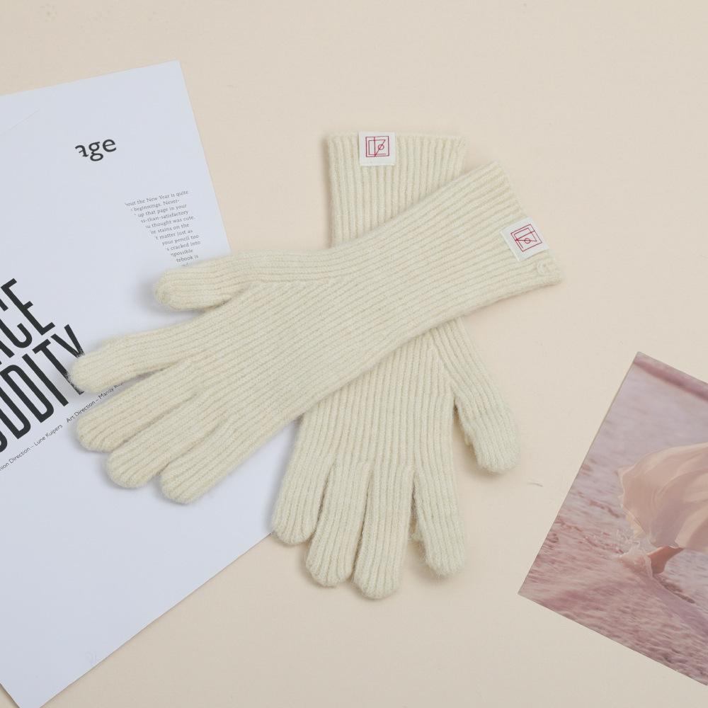 Gants d'Automne et d'Hiver en Laine Vierge pour Femmes En Hiver Doux Coréen Laine Étiquetée Tricotés Chauds et Froids Écran Tactile