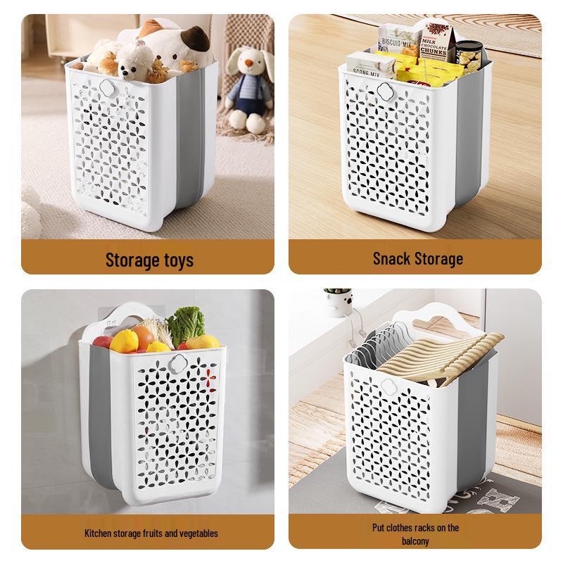 Large Capacity Foldable Wall-Mounted Laundry Basket - Portable for Dorm and Bathroom