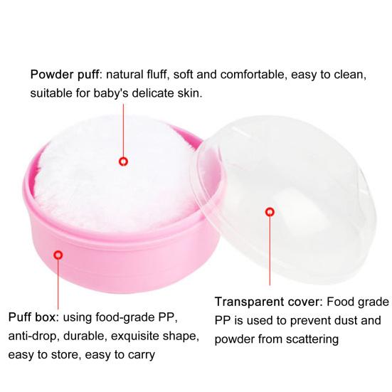 Puderpufflåda för bebisar Resvänlig Stark Färg Accessoar Behållare för Babytalk med Puff för Barn