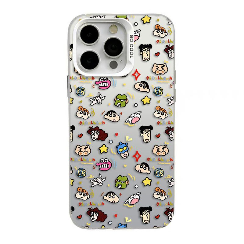 Full-Screen Shin-chan iPhone 17 Case - Silver, Compatible with 15 Pro Max/14 Pro/13/16 Pro