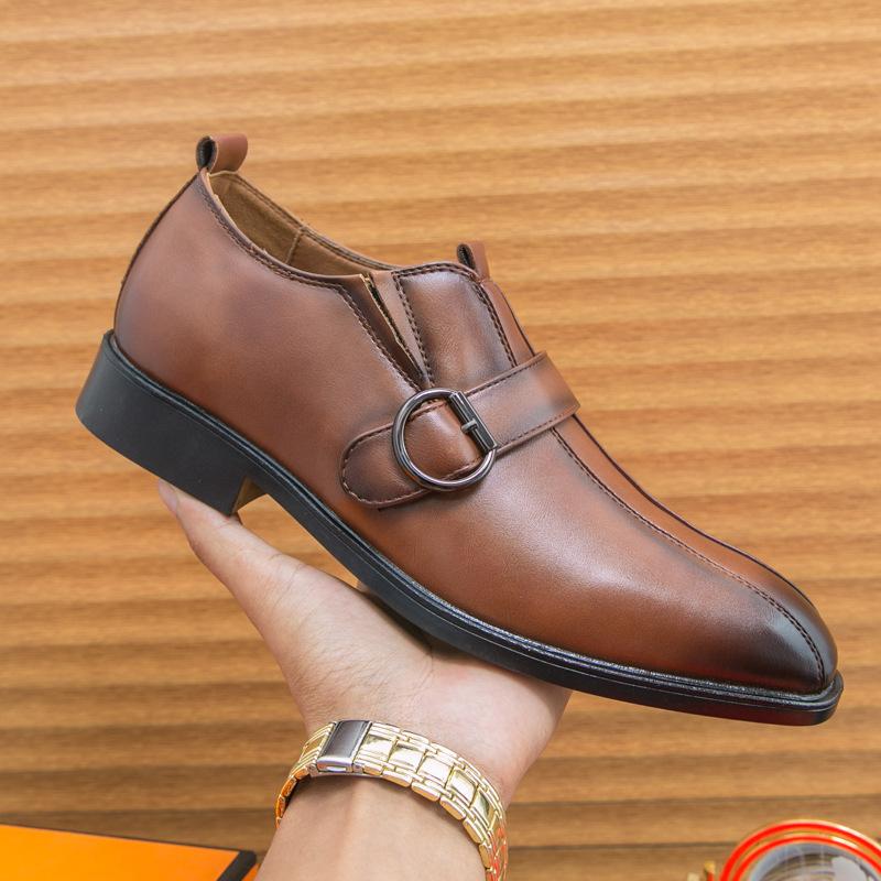 

Осенняя мужская деловая кожаная обувь Британская остроносая кожаная обувь Ленивая мужская обувь Корейская версия формальной кожаной обуви 46 коричневый