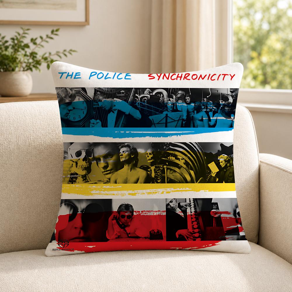 Band TThe PPolice Cushion Cover Soft Short Plush SkinFriendly Cushion Case for MultiScene Use