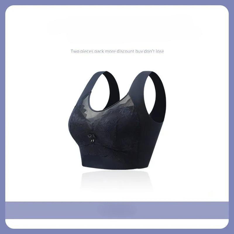 Lace Seamless Full Bust Minimizer Bra, One-Piece Anti-Sag Back Smoothing Summer Sports Push Up Bra L