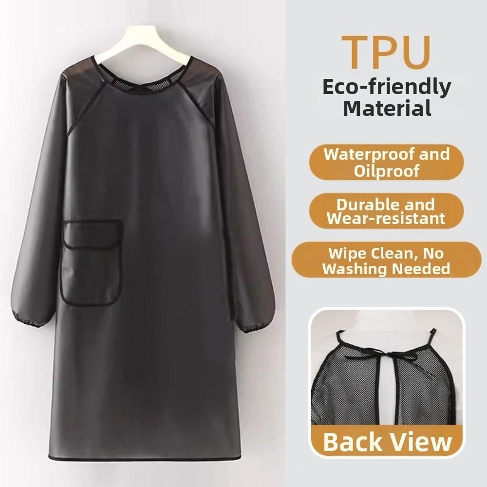 Stain-proof TPU Apron Oil-proof Catering Work Clothes Dishwashing Cleaning Apron Baking