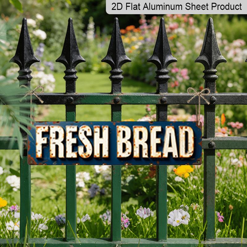 2D Flat, 1pc, 3.94 X 15.74 Inches Aluminum Decorative Sign - Rustic Fresh Bread License Plate Style Metal Wall Art - Waterproof Weatherproof Aluminum