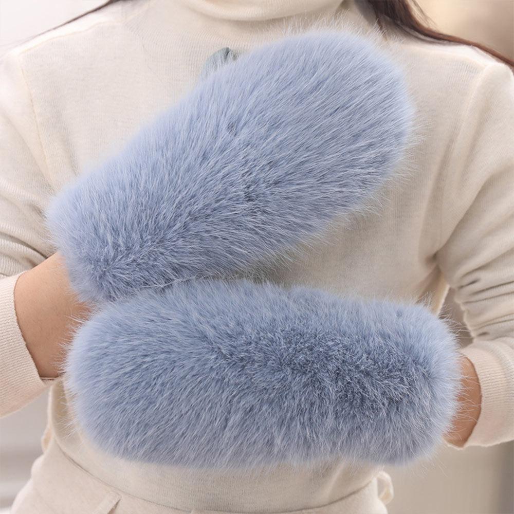 Keep Warm Plush Gloves Fleece Lining Faux Fur Mittens Cute Winter Gloves  Winter Season