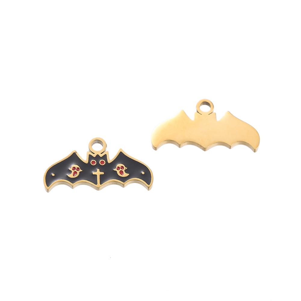 1pcs Stainless Steel Cartoon Halloween Enamel Charms Pumpkin Skeleton Ghost Bat Cat Pendants for DIY Jewelry Making Accessories
