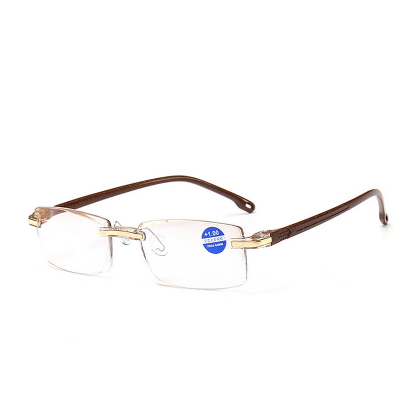 

High Strength Reading Glasses Men Anti Blue Light Portable Rimless Women Presbyopic Bifocal Glasses +1.0 To +4.0 +1.0