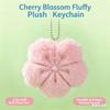 Cute Cherry Blossom Fluffy Plush Keychain, Soft Faux Fur Flower Bag Charm, Portable Key Pendant for Gift, Car Key Decor