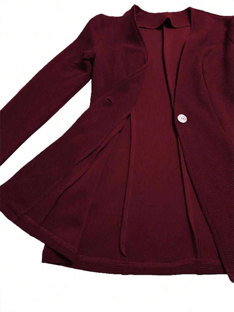 2025 Modern Korean V-Neck One-Button Solid Color Long Sleeve Jacket