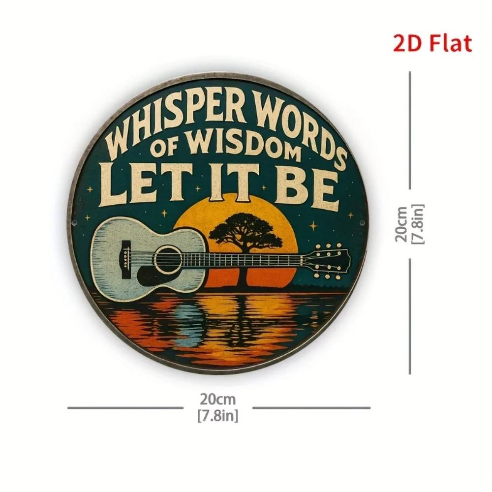 2D Flat Aluminum Sign Guitar Wall Art, Inspirational Metal Decor for Home, Indoor Outdoor High Quality