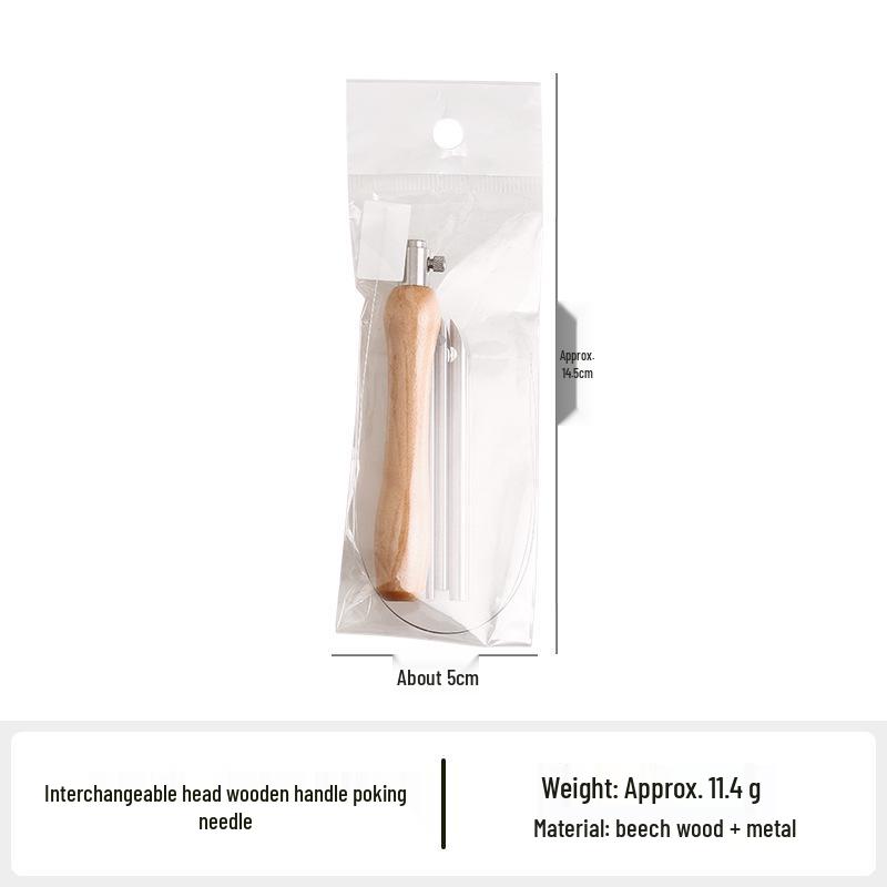 Wooden Handle Russian Punch Needle Tool with Gold-Plated Head for Chunky Yarn Embroidery