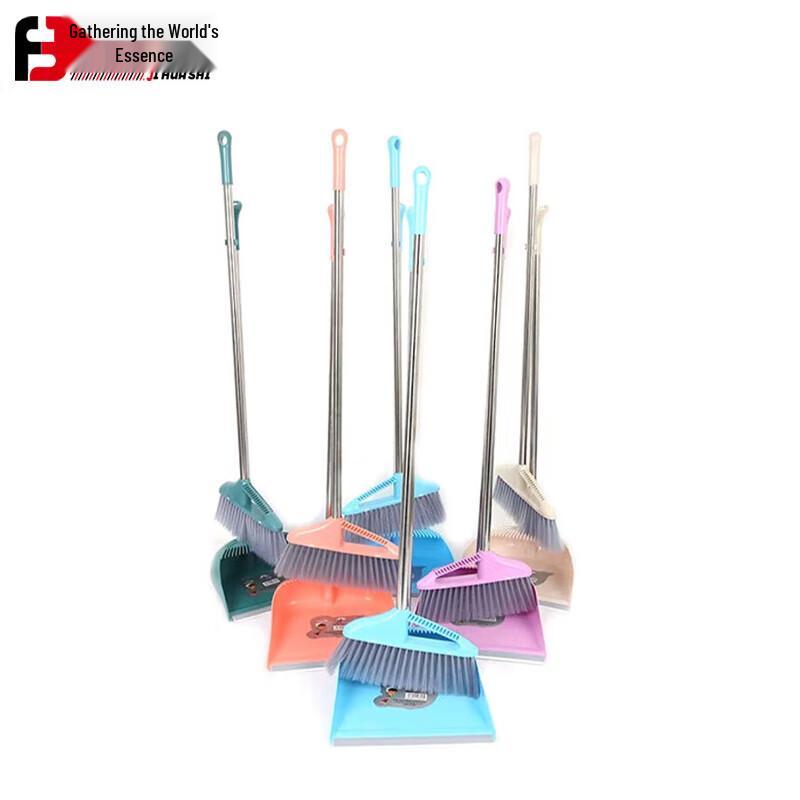 JHS Plastic Windproof Dustpan and Broom Cleaning Set (5-Pack)