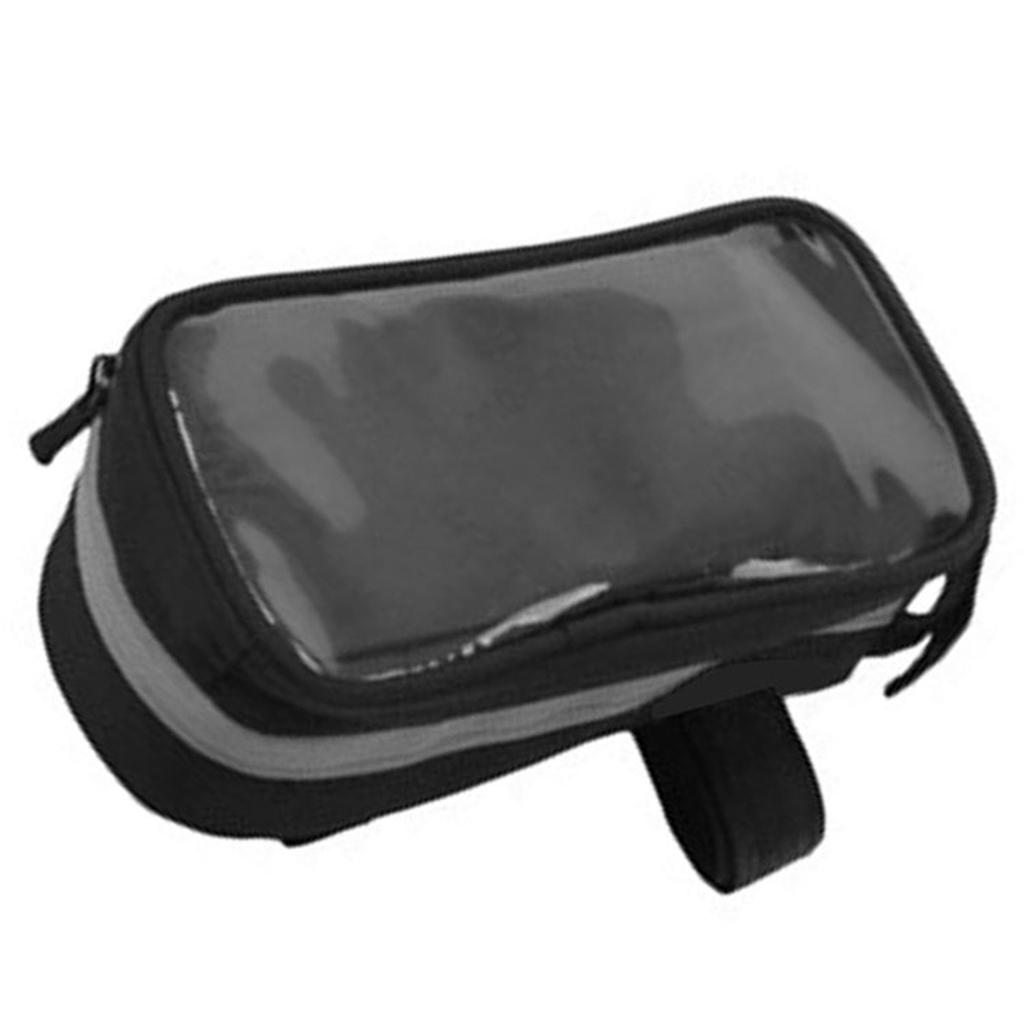 Bike Phone Front Frame Bag High Sensitivity TPU Touch Screen Bike Top Tube Bag with Compartment Black