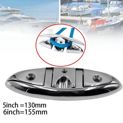 5inch 6inch  Marine Mooring Folding Cleat 316 Stainless Steel High Mirror Polished Glossy Boat Deck Folding Cleats Parts
