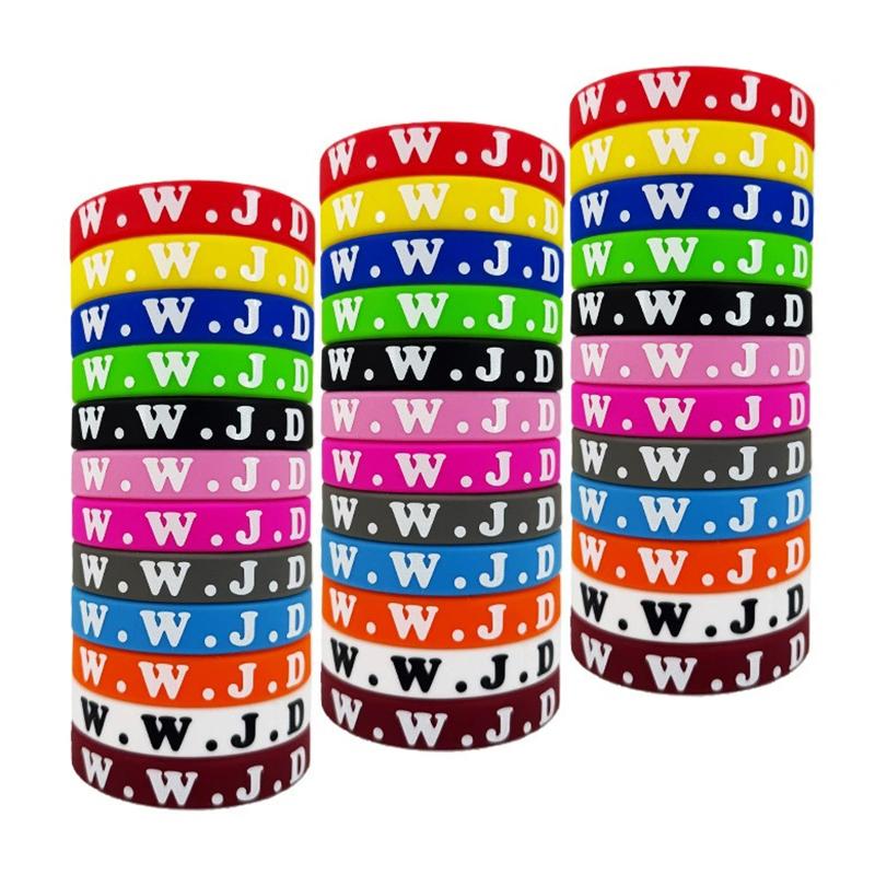 12/24 Stück WWJD Silikonarmbänder Bunt What Would Jesus Do Silikonarmbänder Für Männer Frauen Partygeschenke Christlicher Jesus