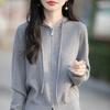 Women Loose Hooded Long Sleeve Knitted Zip Up Short Cardigan Coat
