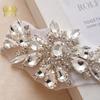 FZD 1 PC Silver Crystal Rhinestone Applique Gold Sew On For Wedding Dress Belt Pearl Patch Iron On Hot Fix Glitter Crystal Stone
