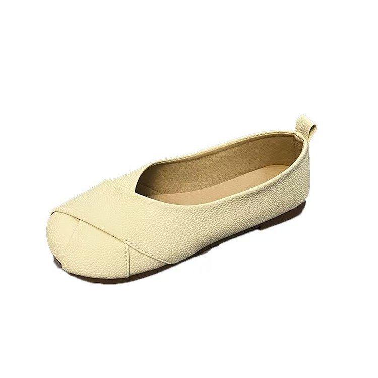 French retro soft-soled single shoes women's 2025 new autumn soft leather shallow mouth flat-soled grandma shoes with skirts Doudou shoes