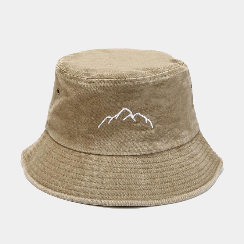 

European and American Washed Old Mountain Embroidery Fisherman Hat Retro Men and Women Outdoor Sports Mountaineering Fishing Hat M(56-58cm) хаки