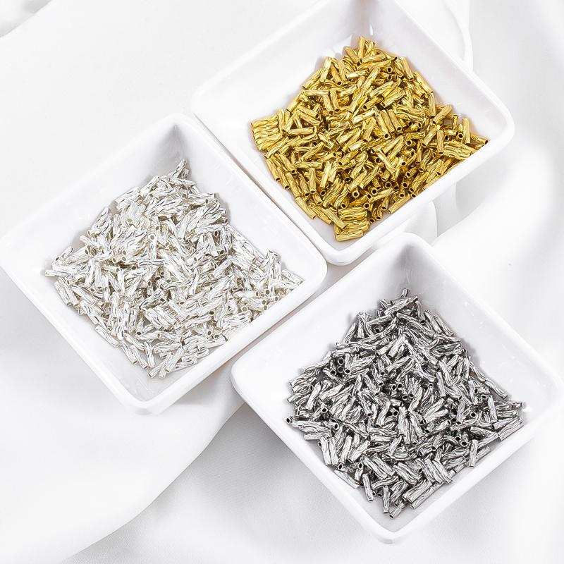 50Pcs Spacer Bead Diy Findings 2X8Mm Tube Beads For Jewelry Making Gold Plated Beads Separators For Bracelets Accessories