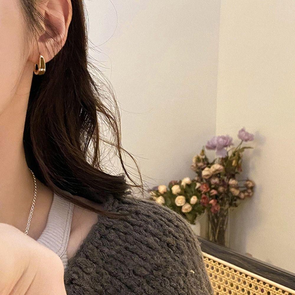 Copper Fashion Design Enamel Ear Buckle Korean Style Earrings Women Hoop Earrings Huggie Earrings