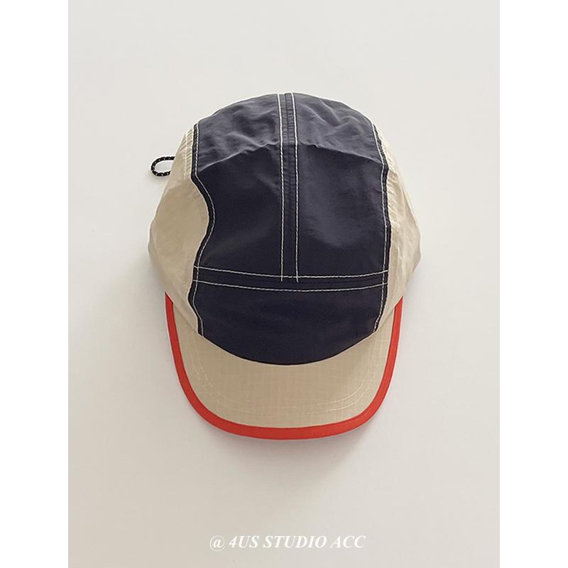 Japanese Outdoor Color Matching Quick-drying 5-Panel Baseball Cap Women's Summer Travel Short-brimmed Peaked Hat Men's Sun Cap