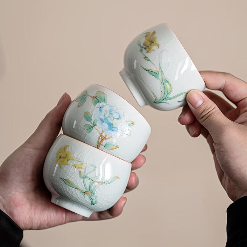 Su's Ru Kiln Egg Blue Kung Fu Teacup 4-Piece Gift Set