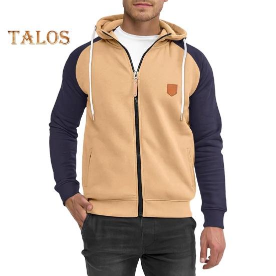 Мужская толстовка с капюшоном на молнии с длинными рукавами цветными блоками карманами на шнурке эластичными манжетами и подолом кардиган с капюшоном тонкая повседневная одежда повседневное спортивное пальто M верблюд 1980₽