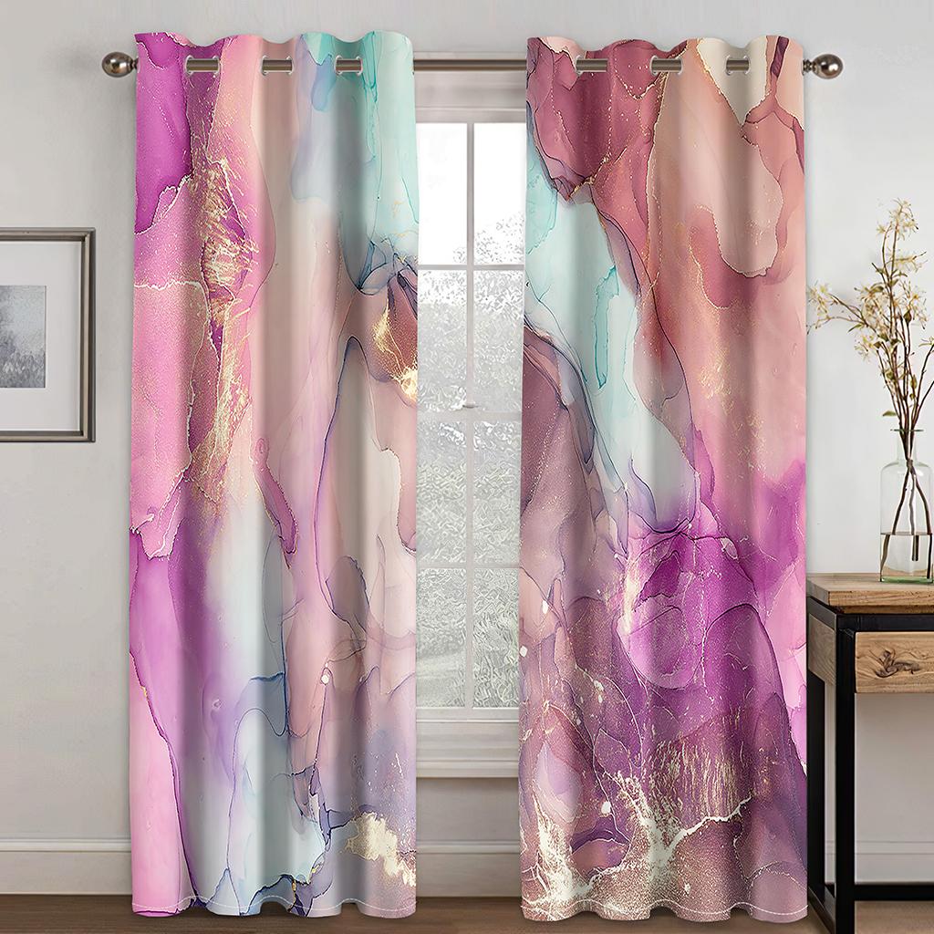 

2 панелі мармурові штори фіолетовий рожевий золото сірий штори для розкішної спальні вітальні кухні вікна декор 50W160H(CM)X2PCS&Grommet Top