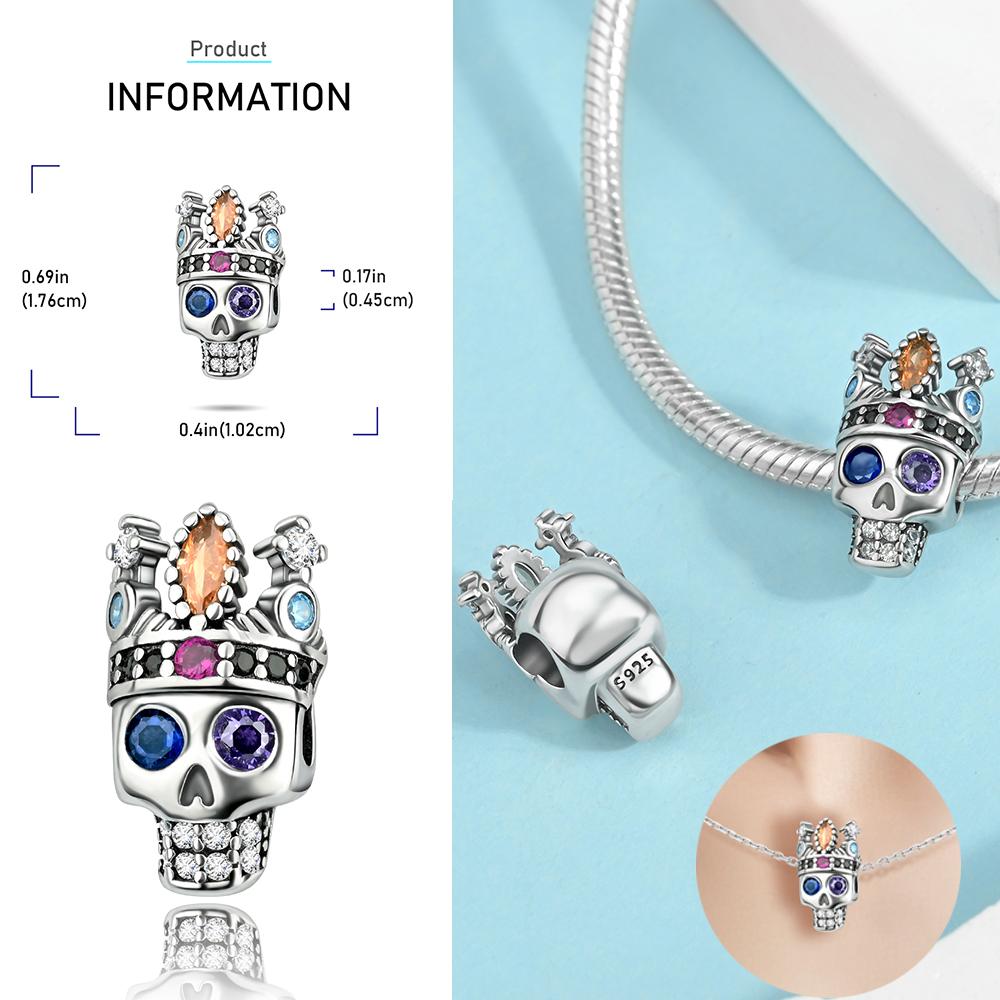Halloween Series Copper Skull Head Bead Charm Fit Diy Bracelet Neutral New Dark Series Jewelry