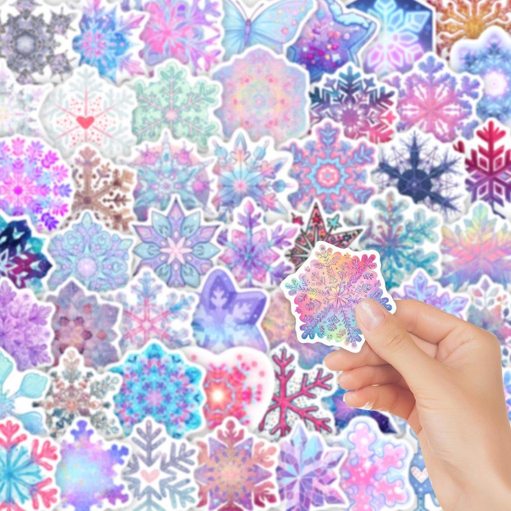 52pcs Christmas Snowflake Window & Notebook Decorative Stickers, PVC Waterproof