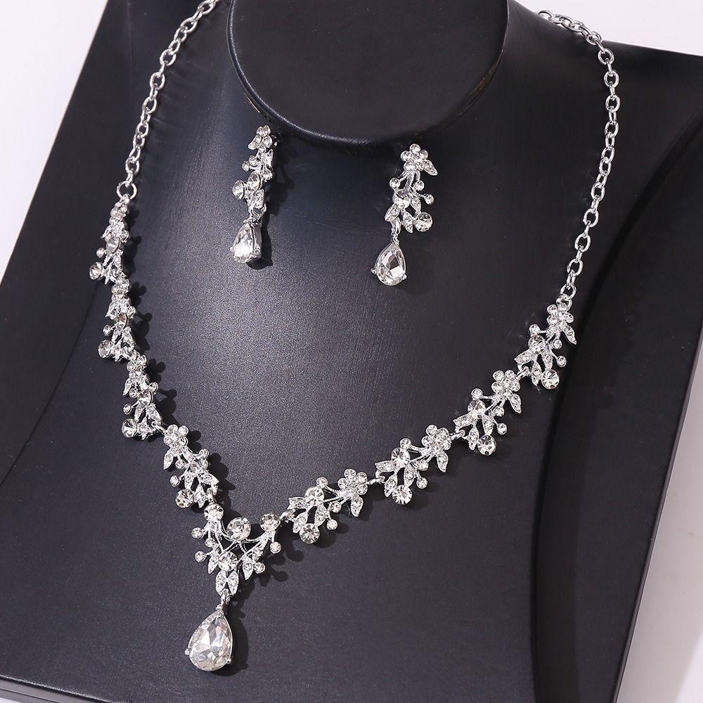 

Flower Bridal Jewelry Set Luxury Necklace Earrings Set New Flower Choker Necklace Set Women срібний