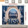 2D Elegant Blue Silver Happy Anniversary Backdrop Balloon and Flower Party Background