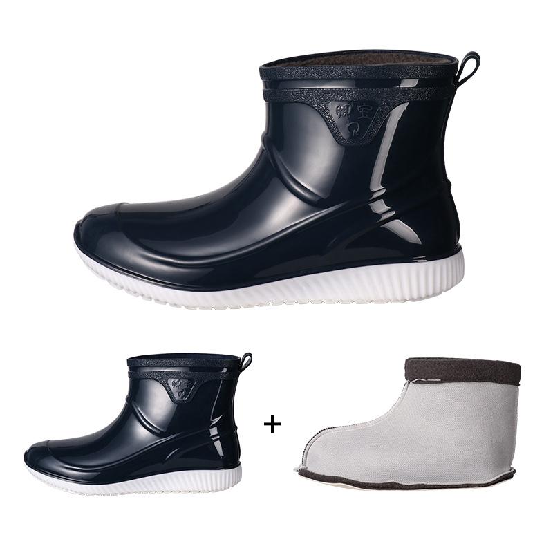 Fashion 2024 Fashion Men's Rain Boots Rubber Ankle Bootie Non Skid Solid Wading Shoes Male Comfortable Soft Rainy Shoes Fishing Kitchen